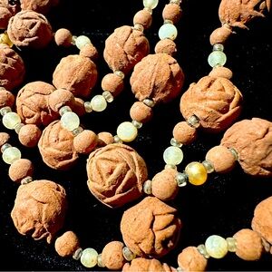 40” Antique Pressed Rose Petal Bead Necklace